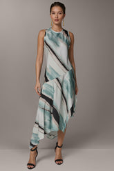 Donna Karan | ASYMMETRIC PRINTED MIDI FIT AND FLARE DRESS