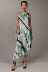 Donna Karan | ASYMMETRIC PRINTED MIDI FIT AND FLARE DRESS