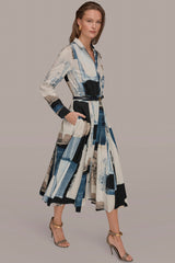 Donna Karan | LONG SLEEVE BUTTON FRONT DRESS