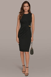 Donna Karan | SLEEVELESS PLEATED MIDI SHEATH DRESS