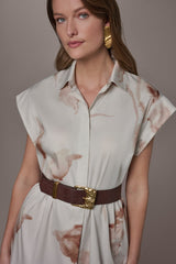 Donna Karan | COTTON-SATEEN FLORAL MIDI SHIRT DRESS