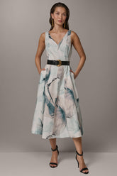 Donna Karan | STRETCH-COTTON PRINTED MIDI FIT AND FLARE DRESS