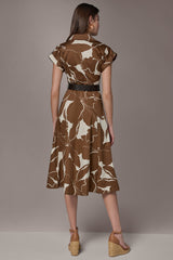 Donna Karan | COTTON-SATEEN FLORAL MIDI SHIRT DRESS