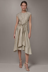 Donna Karan | EMBROIDERED TIE-FRONT MIDI DRESS