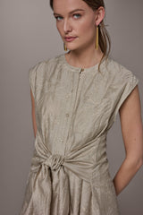 Donna Karan | EMBROIDERED TIE-FRONT MIDI DRESS