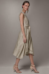 Donna Karan | EMBROIDERED TIE-FRONT MIDI DRESS
