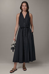 Donna Karan | SLEEVELESS MIDI HALTER DRESS