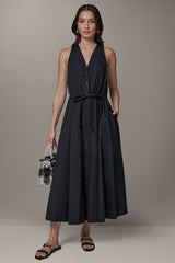 Donna Karan | SLEEVELESS MIDI HALTER DRESS