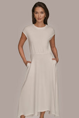 Donna Karan | CAP SLEEVE CREW NECK DRESS