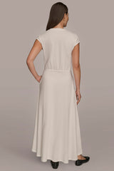 Donna Karan | CAP SLEEVE CREW NECK DRESS