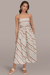Donna Karan | STRAPLESS PRINTED MIDI DRESS