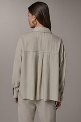 Donna Karan | LONG SLEEVE HALF BUTTON BLOUSE