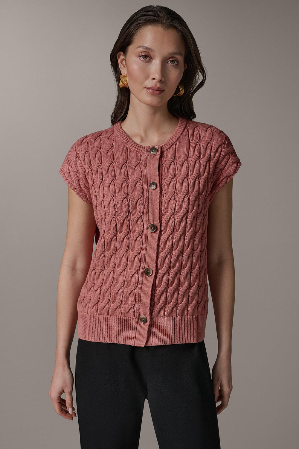 Donna Karan | SLEEVELESS CABLE KNIT VEST