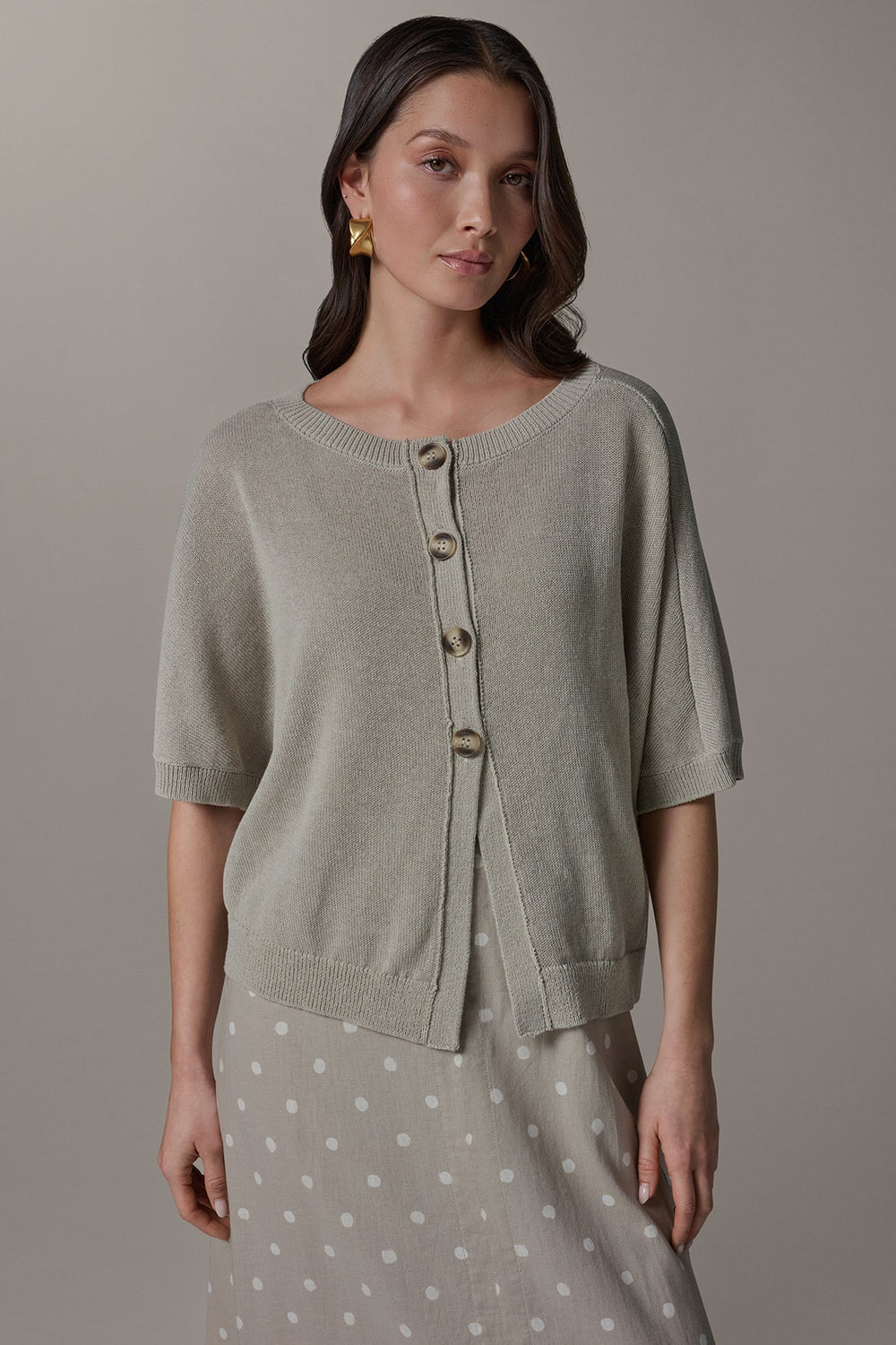 Donna Karan | SHORT SLEEVE EASY CARDIGAN