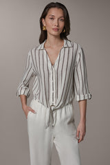 Donna Karan | LONG SLEEVE TIE-FRONT BLOUSE