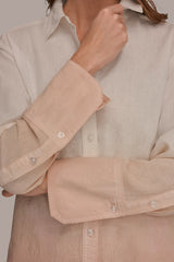 Donna Karan | LINEN-BLEND DIP-DYED STRIPED SHIRT