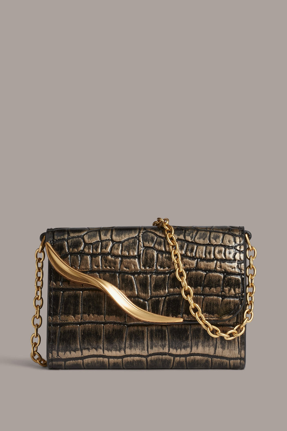 Donna Karan | MALVERNE METALLIC CROC-EFFECT MINI CROSSBODY BAG