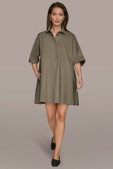 Donna Karan | ELBOW-SLEEVE MINI SHIRT DRESS
