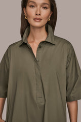 Donna Karan | ELBOW-SLEEVE MINI SHIRT DRESS