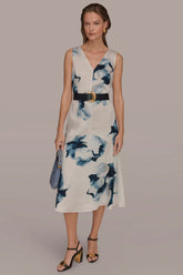 Donna Karan | V-NECK FLORAL DRESS