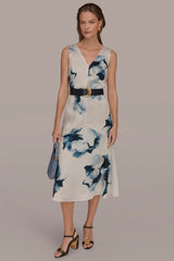 Donna Karan | V-NECK FLORAL DRESS