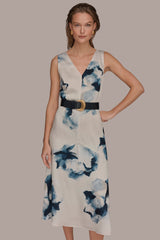 Donna Karan | V-NECK FLORAL DRESS