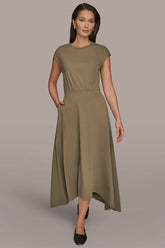 Donna Karan | CAP SLEEVE CREW NECK DRESS