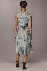 Donna Karan | CHIFFON STRIPE MIDI SHIFT DRESS