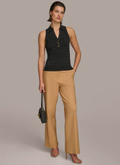 Donna Karan | TEXTURE SWEATER WITH GOLD BUTTONS