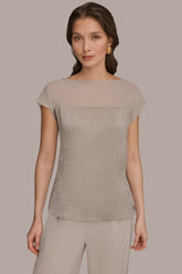 Donna Karan | MESH AND JACQUARD BLOUSE