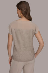 Donna Karan | MESH AND JACQUARD BLOUSE