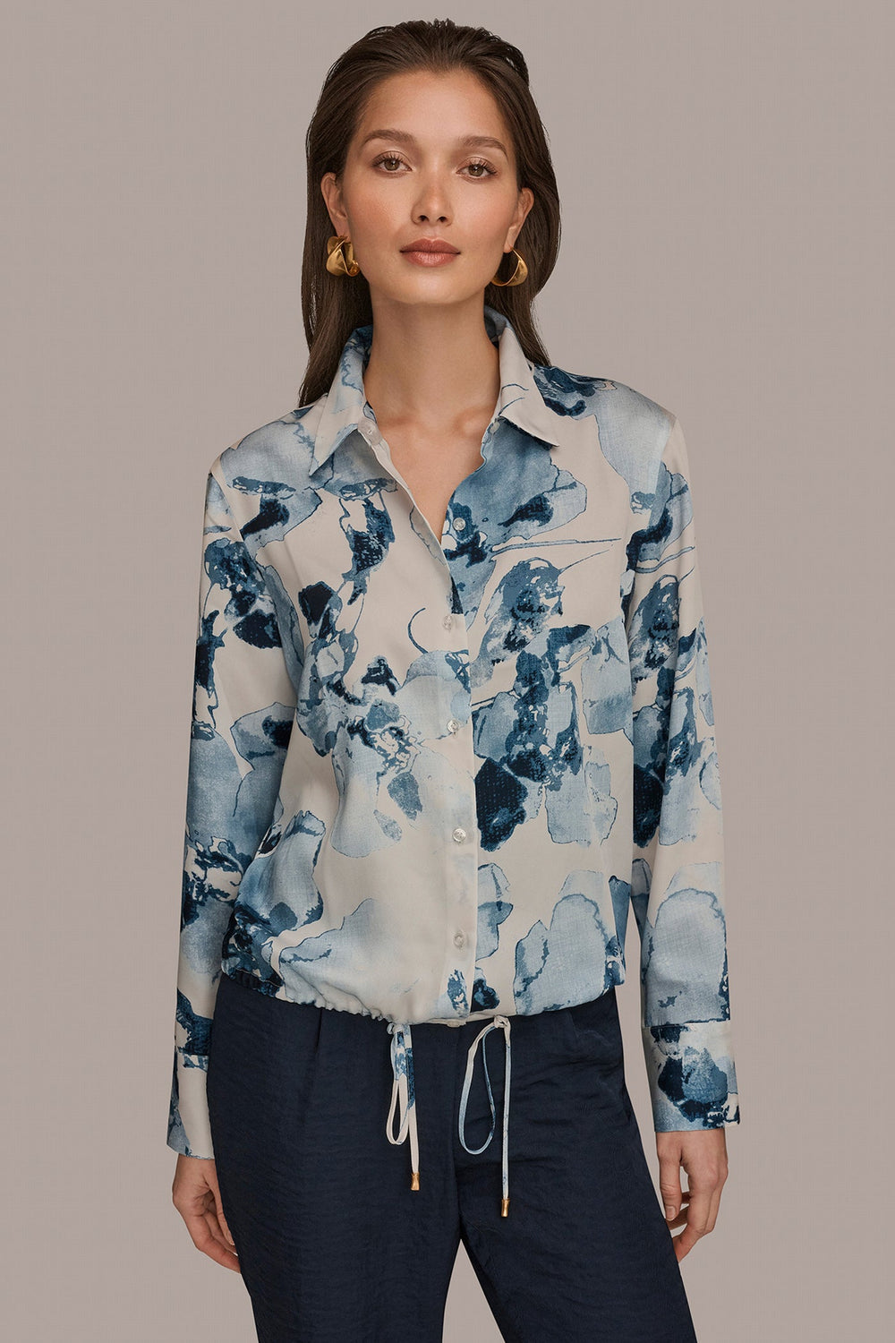 Donna Karan | DRAWSTRING HEM BLOUSE