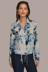 Donna Karan | DRAWSTRING HEM BLOUSE