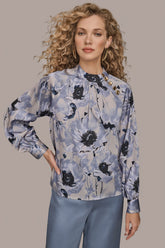 Donna Karan | BUTTON-NECK BLOUSE