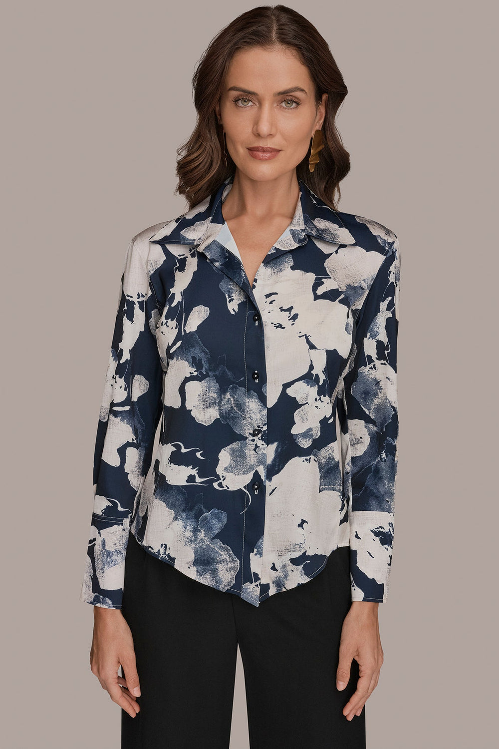 Donna Karan | FLORAL PRINT HIGH-LOW BLOUSE