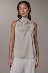 Donna Karan | TWIST DRAPE SHOULDER BLOUSE