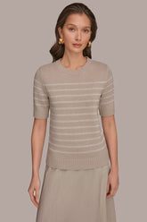 Donna Karan | SEQUIN STRIPE SWEATER