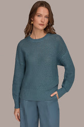 Donna Karan | LONG SLEEVE OPEN STITCH SWEATER