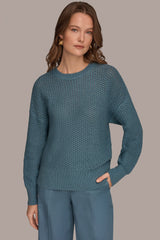Donna Karan | LONG SLEEVE OPEN STITCH SWEATER