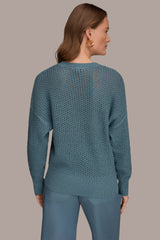 Donna Karan | LONG SLEEVE OPEN STITCH SWEATER