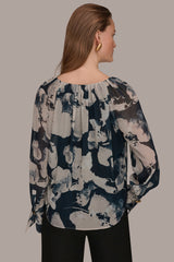 Donna Karan | PRINTED CHIFFON TOP