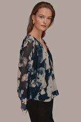 Donna Karan | PRINTED CHIFFON TOP