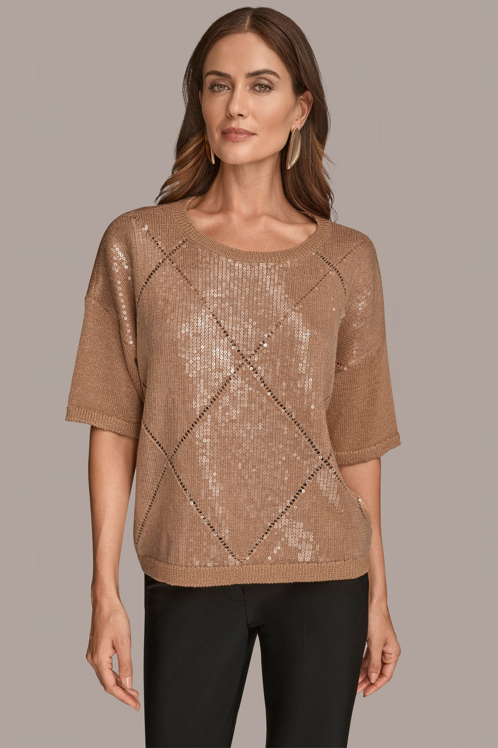 Donna Karan | ELBOW-SLEEVE SEQUIN SWEATER
