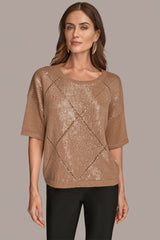 Donna Karan | ELBOW-SLEEVE SEQUIN SWEATER