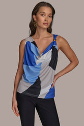 Donna Karan | PRINTED COWL NECK TOP