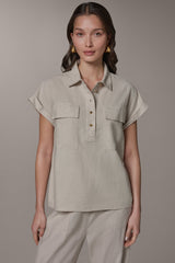 Donna Karan | CAP SLEEVE CAMP SHIRT