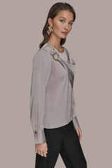 Donna Karan | LONG SLEEVE DRAPE BLOUSE