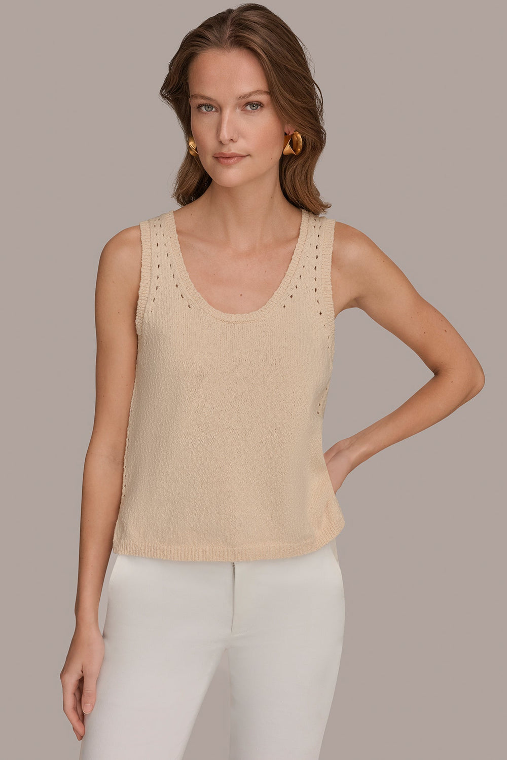 Donna Karan | SLEEVELESS POINTELLE STITCH TANK