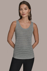 Donna Karan | SLEEVELESS SCOOP-NECK POINTELLE SHELL SWEATER