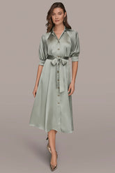Donna Karan | SATIN MIDI SHIRT DRESS